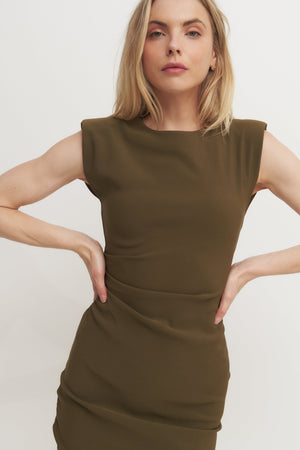 Structured Shoulder Mini Dress Verdot