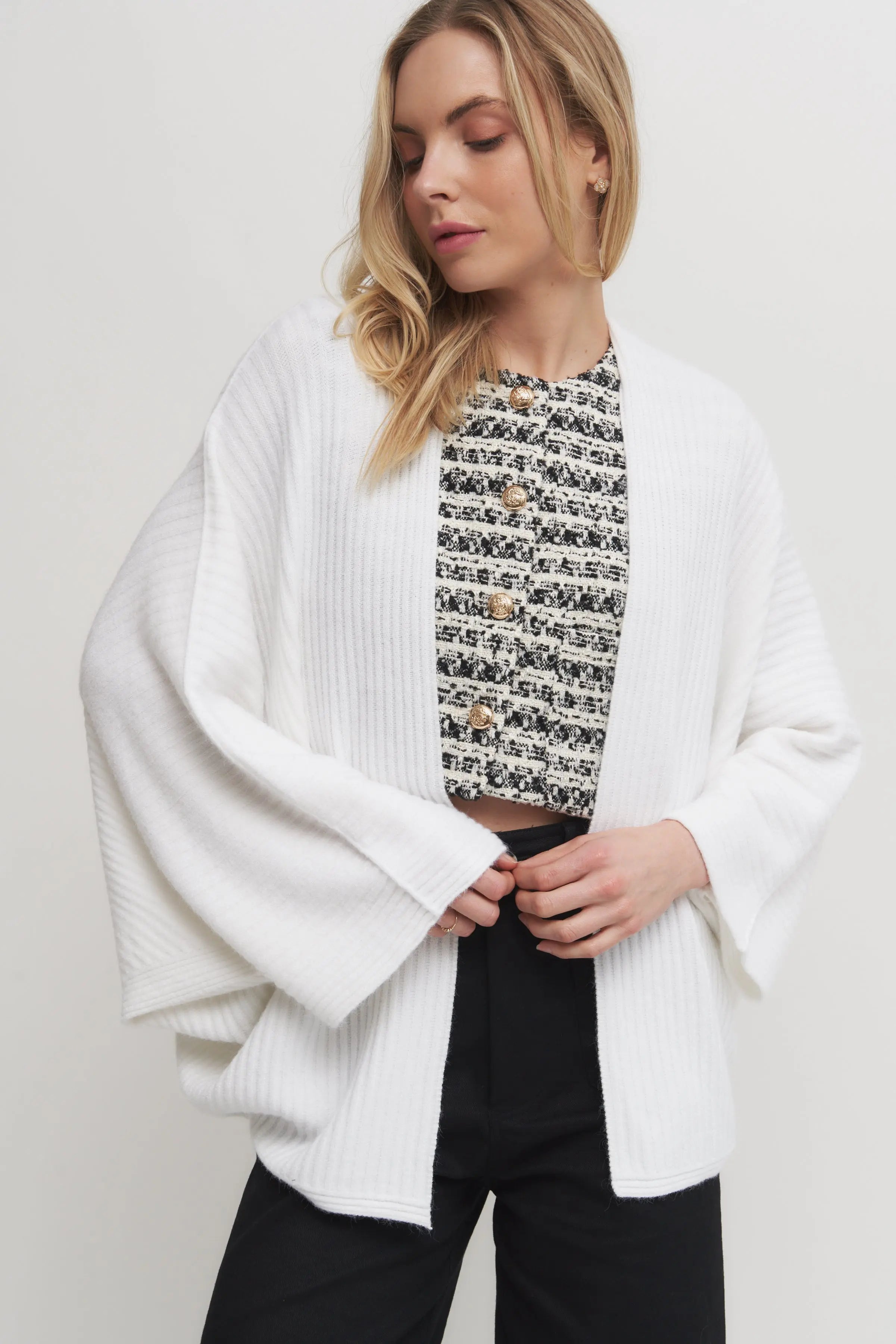 Ultra Soft Stripe Italian made Dolman Knit Cardigan