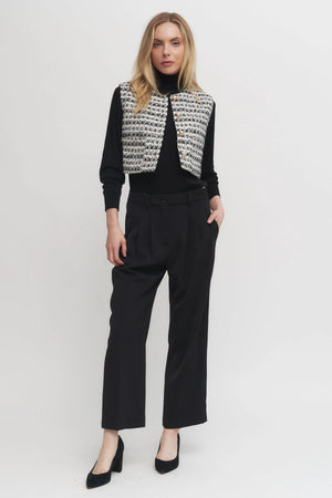 Women’s High-Waisted Pleated Trousers – Relaxed Tailored Pants in Taupe or Black Verdot