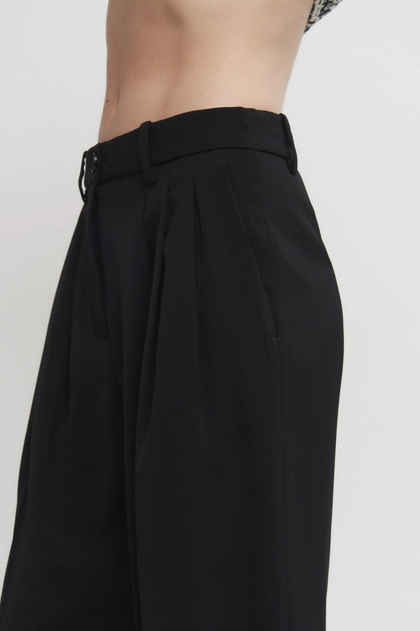 Women’s High-Waisted Pleated Trousers – Relaxed Tailored Pants in Taupe or Black Verdot