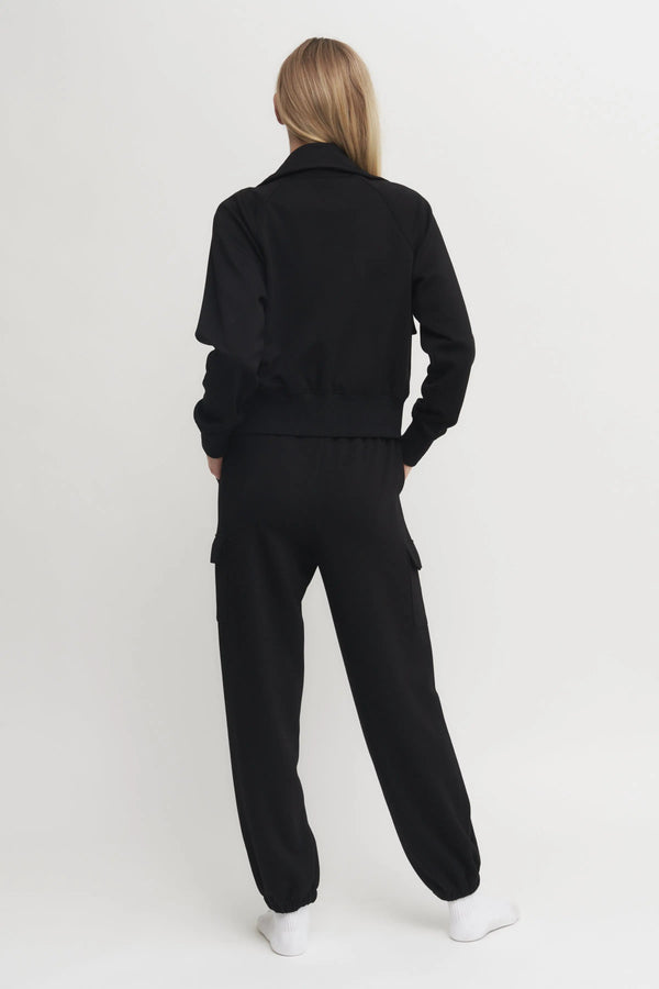Women’s Black Zip-Up Sweatshirt & Cargo Jogger Set – Super Soft Utility Lounge Set Verdot