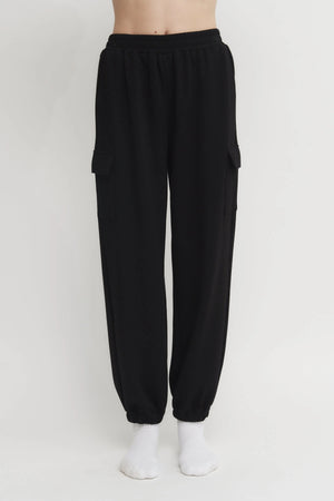Women’s Black Zip-Up Sweatshirt & Cargo Jogger Set – Super Soft Utility Lounge Set Verdot