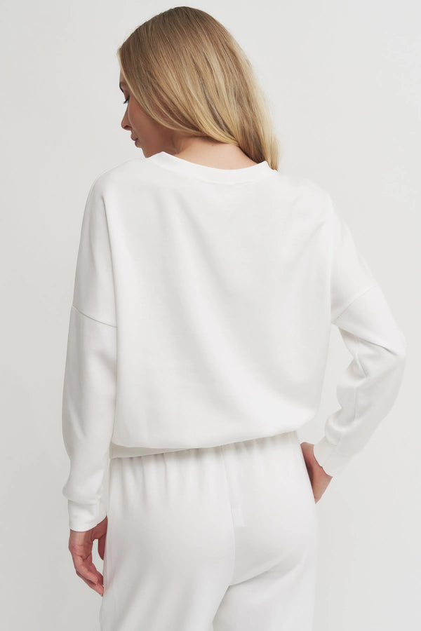 Soft Touch Solid Long Sleeve Sweatshirt Made in Italy Verdot