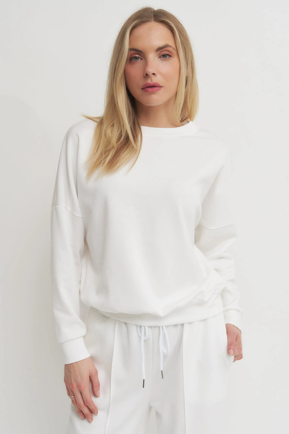 Soft Touch Solid Long Sleeve Sweatshirt Made in Italy Verdot