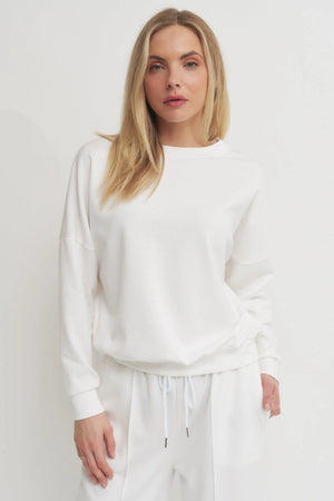 Soft Touch Solid Long Sleeve Sweatshirt Made in Italy Verdot