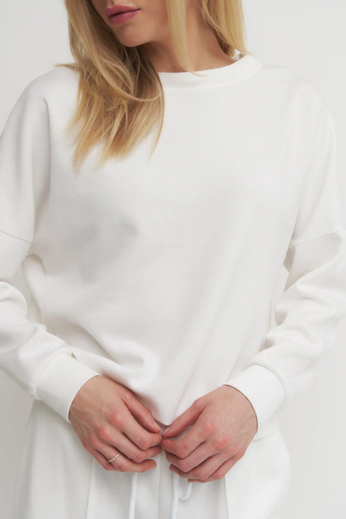 Soft Touch Solid Long Sleeve Sweatshirt Made in Italy Verdot