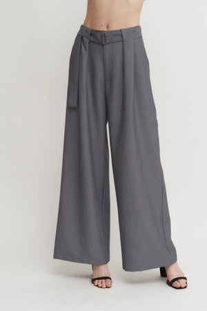 Women’s Belted Pleated Wide-Leg Pants – Tailored High-Waist Trouser Verdot