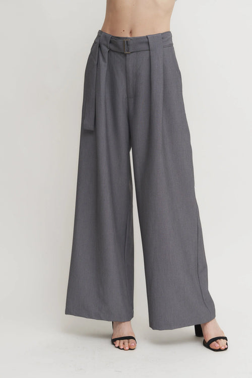 Women’s Belted Pleated Wide-Leg Pants – Tailored High-Waist Trouser Verdot