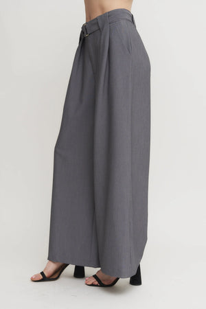 Women’s Belted Pleated Wide-Leg Pants – Tailored High-Waist Trouser Verdot