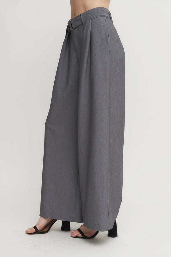 Women’s Belted Pleated Wide-Leg Pants – Tailored High-Waist Trouser Verdot