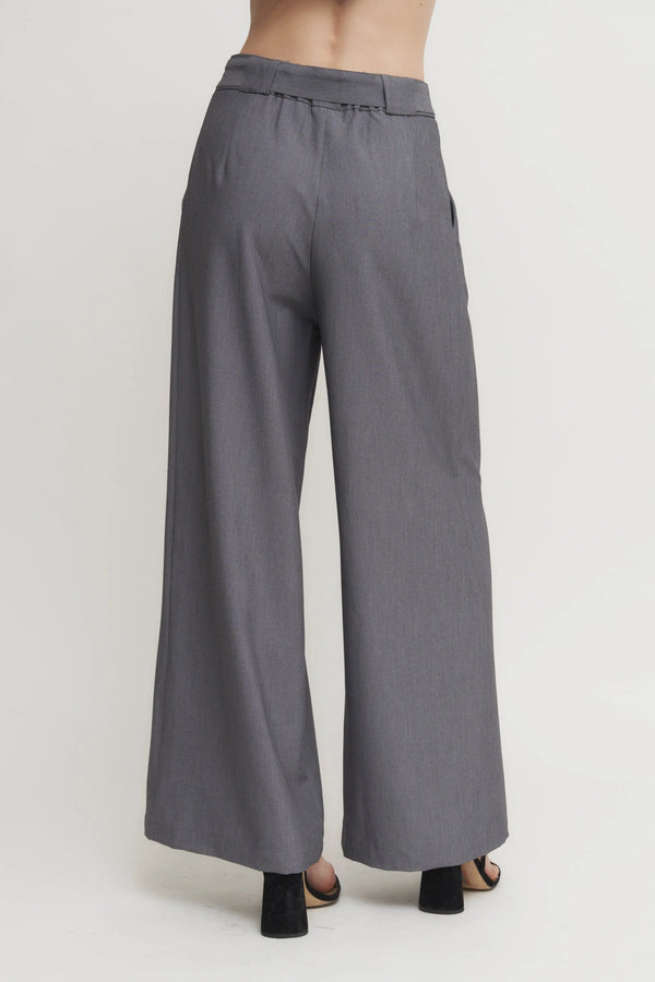 Women’s Belted Pleated Wide-Leg Pants – Tailored High-Waist Trouser Verdot