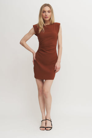 Structured Shoulder Mini Dress Verdot
