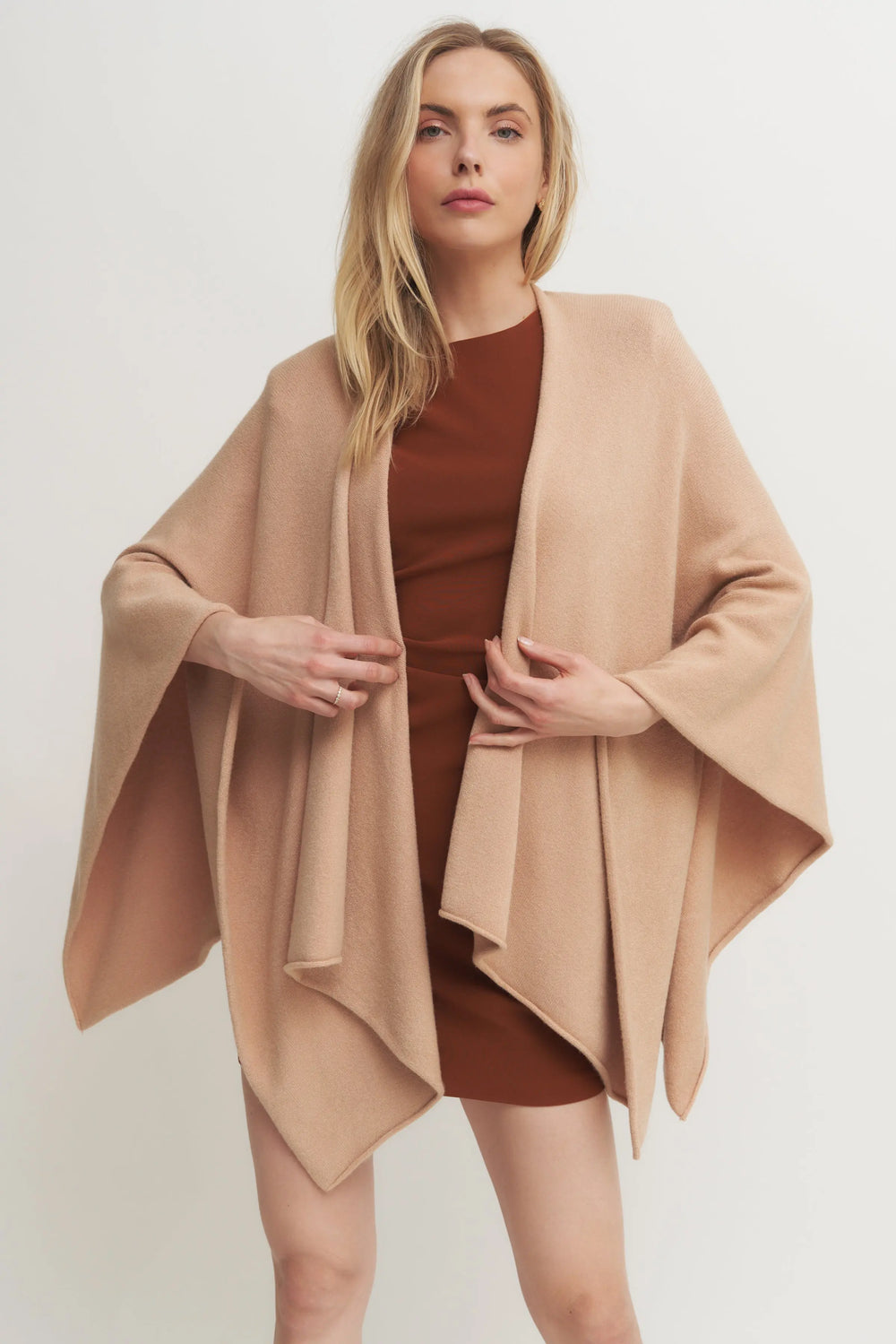 Knit Dolman Open Cardigan Made in Italy Verdot