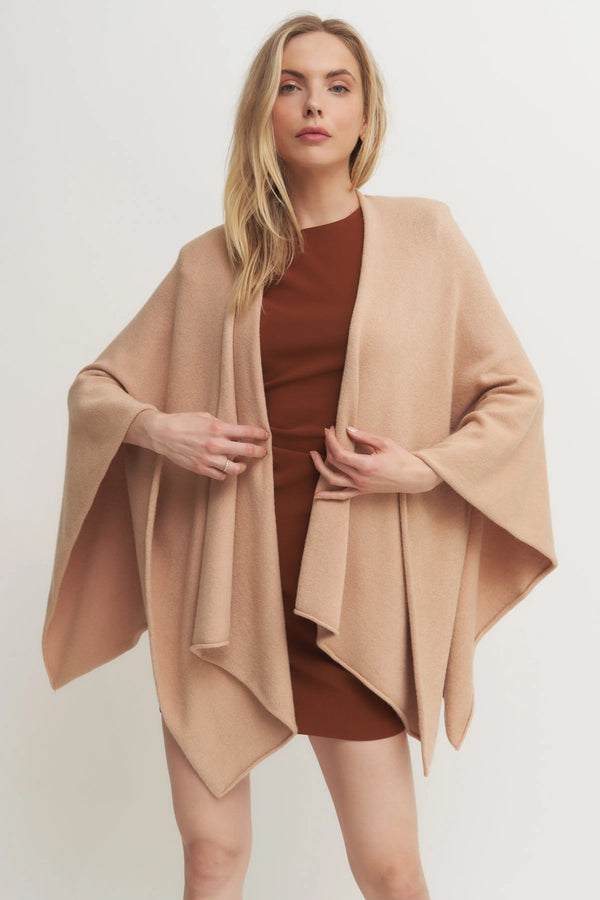 Knit Dolman Open Cardigan Made in Italy Verdot