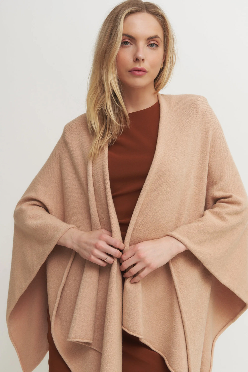 Knit Dolman Open Cardigan Made in Italy Verdot