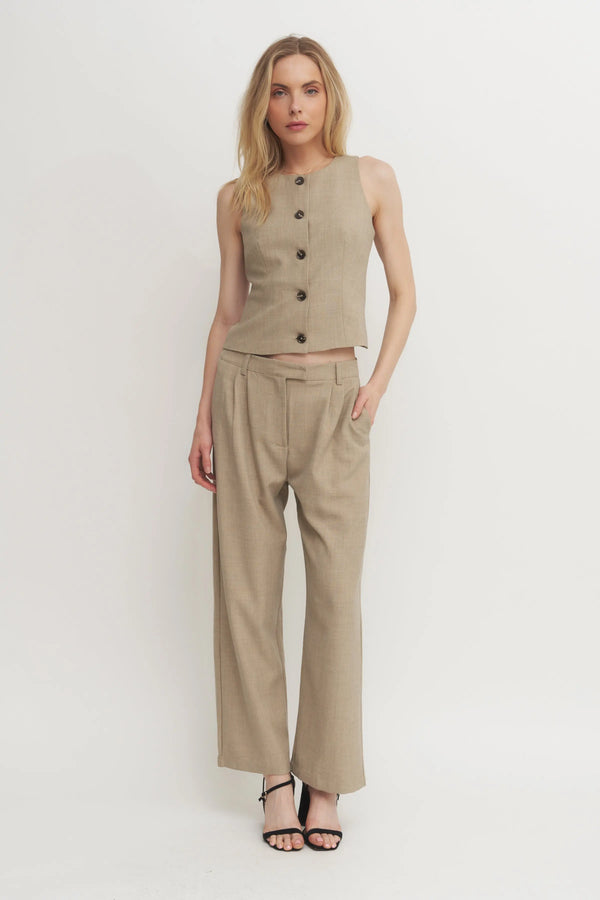 The Andrea Women’s Grey Wide-Leg Tailored Trousers – High-Waist Suit Pants for Set or Solo Styling Verdot