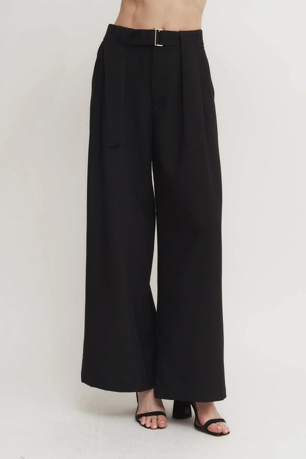 Women’s Belted Pleated Wide-Leg Pants – Tailored High-Waist Trouser Verdot
