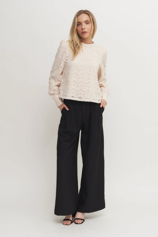 Women’s Belted Pleated Wide-Leg Pants – Tailored High-Waist Trouser Verdot
