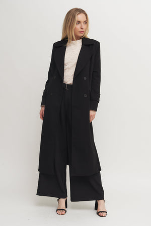 Classic Black Double-Breasted Long Coat (Grand Opening Special) 25% off calculated at checkout while it lasts Verdot
