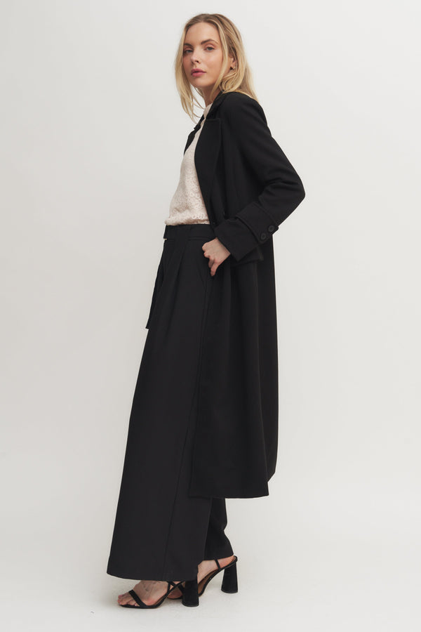 Classic Black Double-Breasted Long Coat (Grand Opening Special) 25% off calculated at checkout while it lasts Verdot