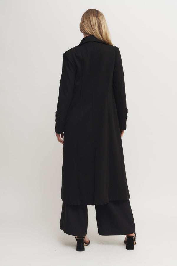 Classic Black Double-Breasted Long Coat (Grand Opening Special) 25% off calculated at checkout while it lasts Verdot