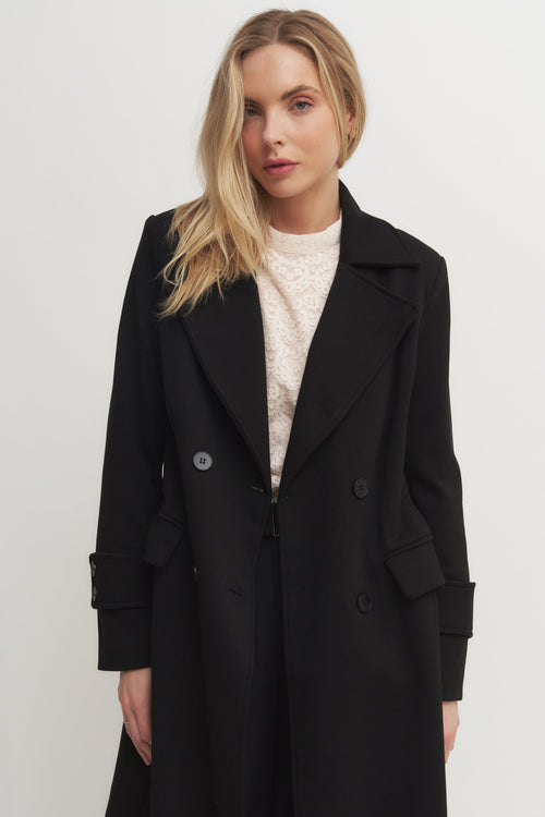 Classic Black Double-Breasted Long Coat (Grand Opening Special) 25% off calculated at checkout while it lasts Verdot