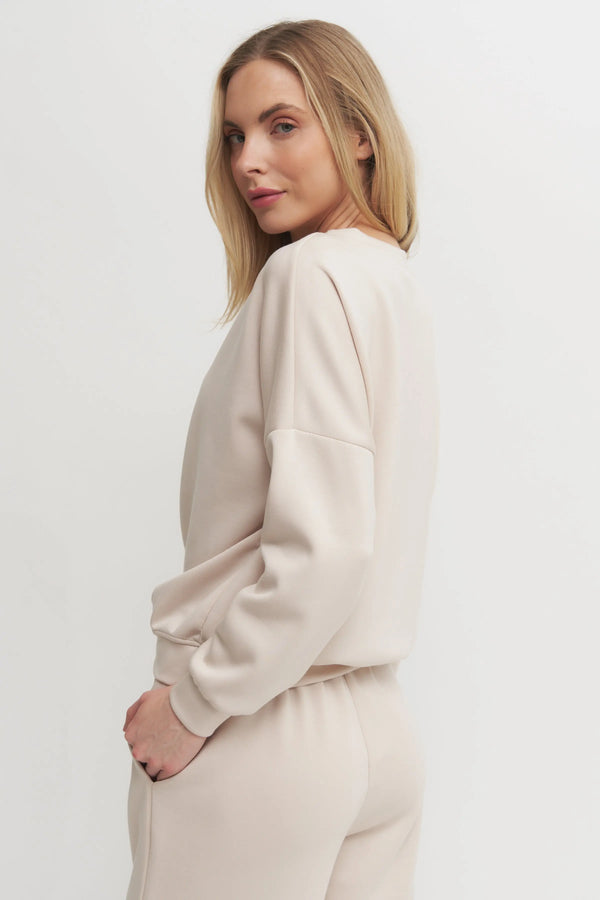 Soft Touch Solid Long Sleeve Sweatshirt Made in Italy Verdot
