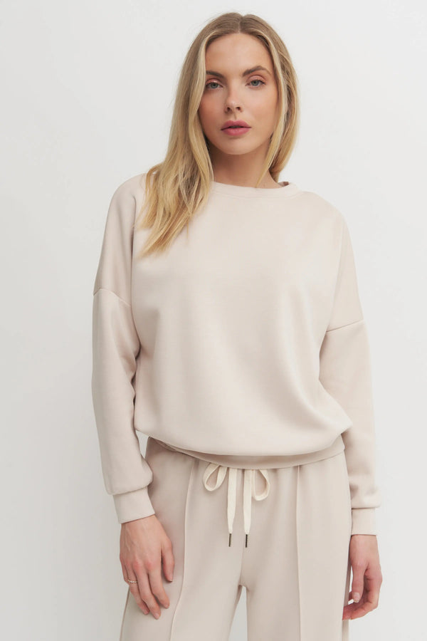 Soft Touch Solid Long Sleeve Sweatshirt Made in Italy Verdot