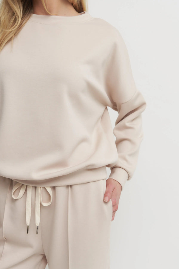 Soft Touch Solid Long Sleeve Sweatshirt Made in Italy Verdot