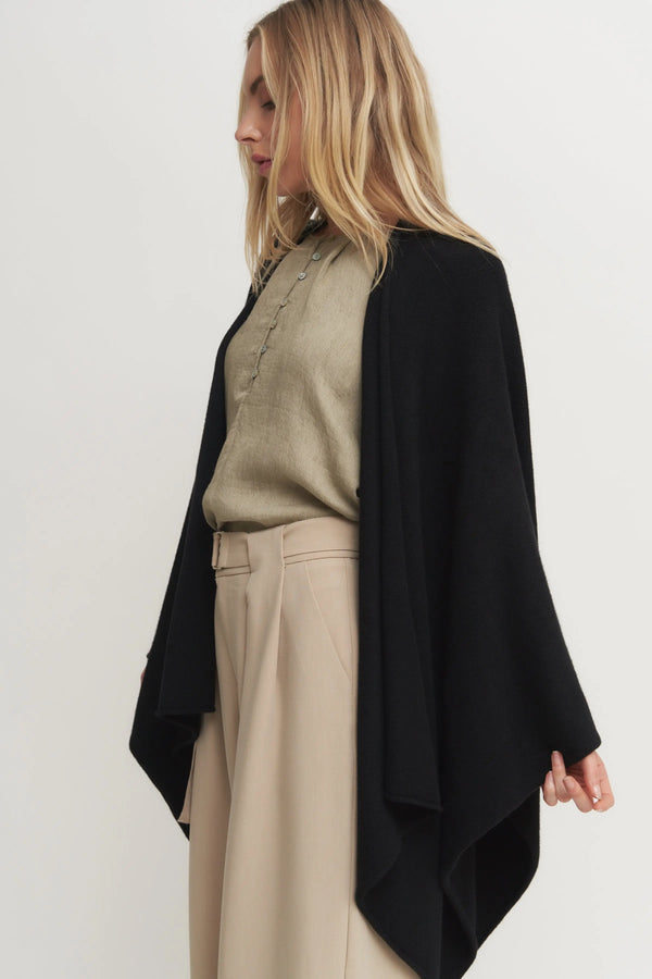 Knit Dolman Open Cardigan Made in Italy Verdot