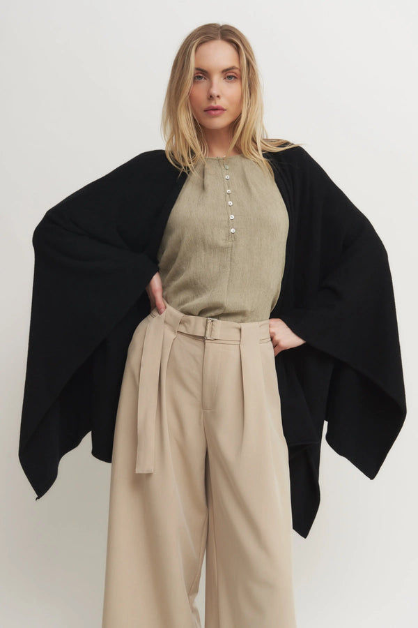 Knit Dolman Open Cardigan Made in Italy Verdot