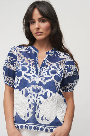 The Maris Embroidered Puff Sleeve Blouse