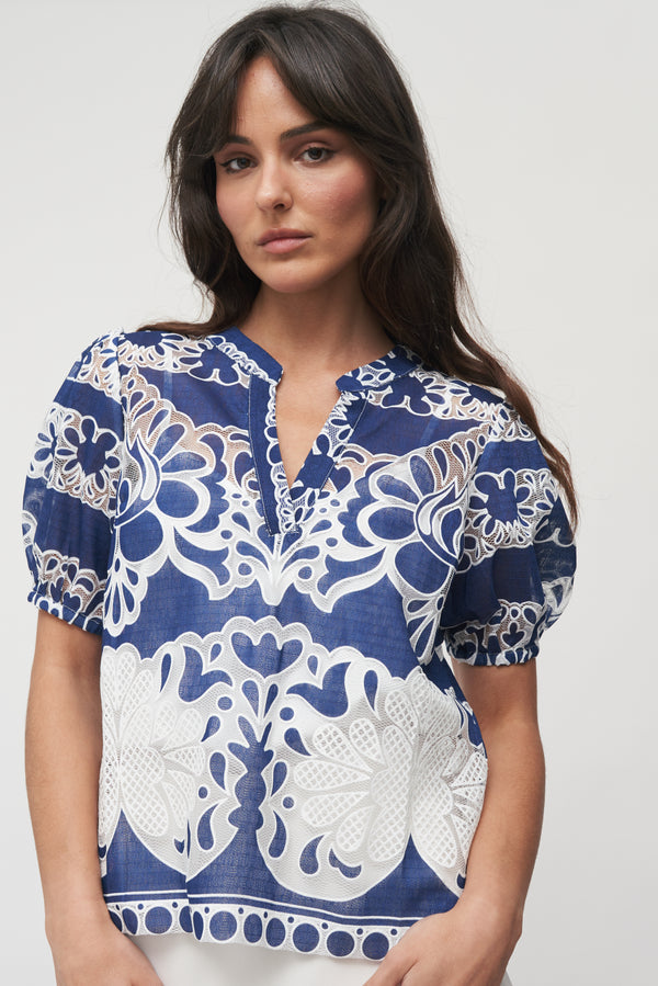 The Maris Embroidered Puff Sleeve Blouse