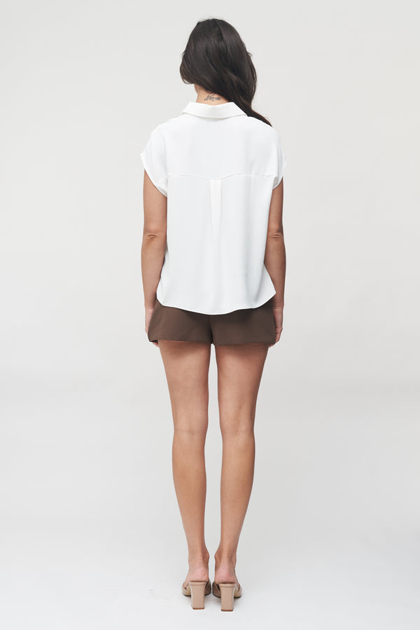 The Elara Cap-Sleeve Blouse