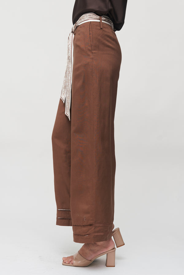 The Arden Scarf-Belt Wide Leg Pant