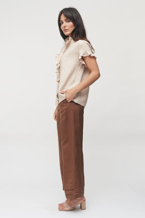 The Sienna Linen Ruffle Shirt