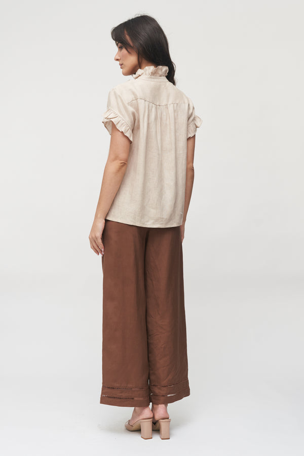 The Sienna Linen Ruffle Shirt