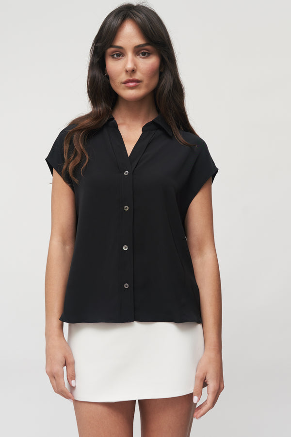 The Elara Cap-Sleeve Blouse