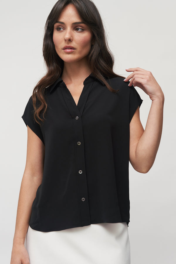 The Elara Cap-Sleeve Blouse