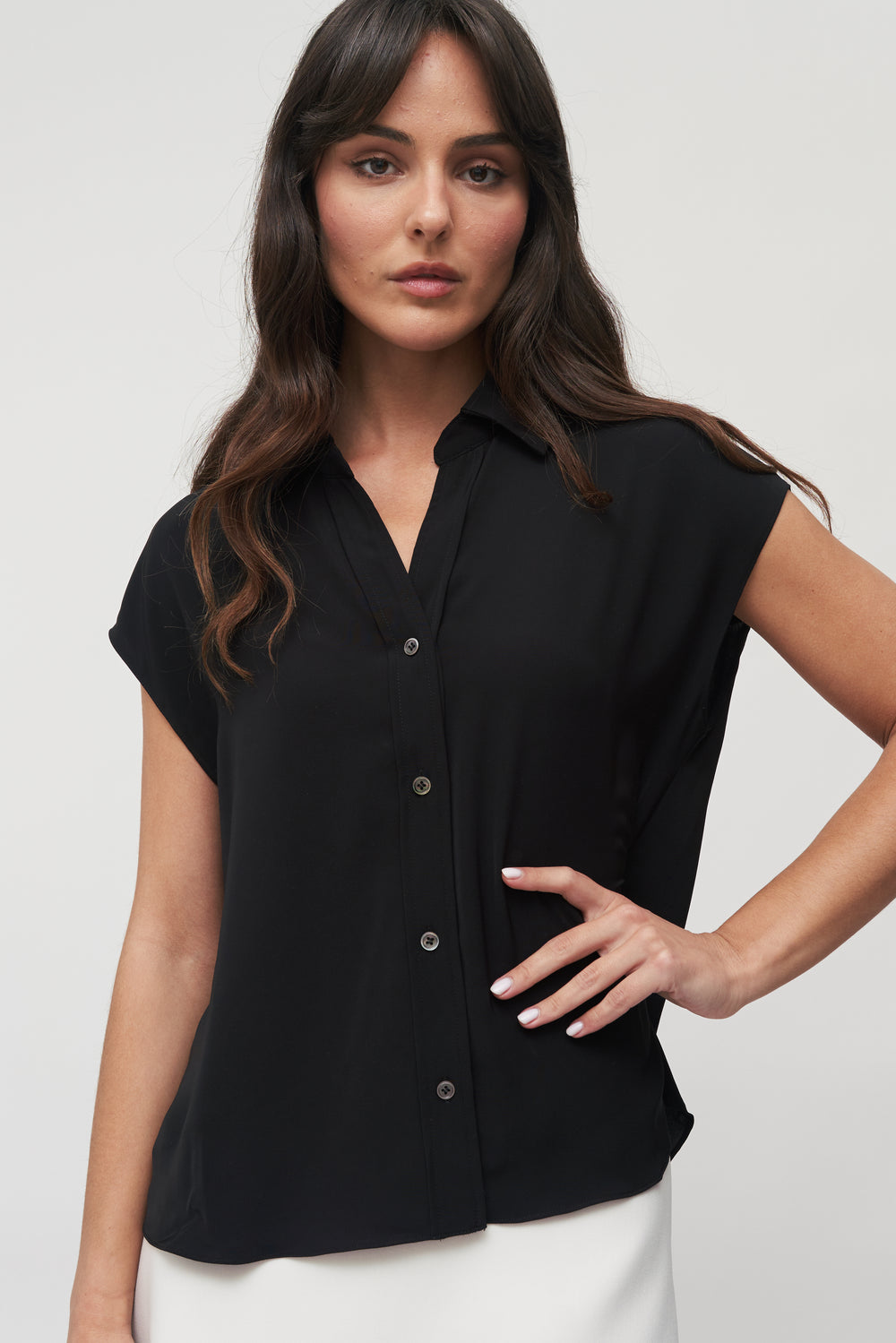 The Elara Cap-Sleeve Blouse