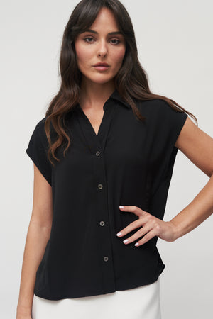 The Elara Cap-Sleeve Blouse