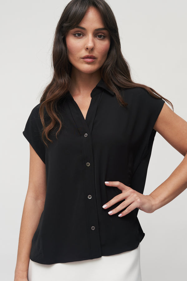 The Elara Cap-Sleeve Blouse