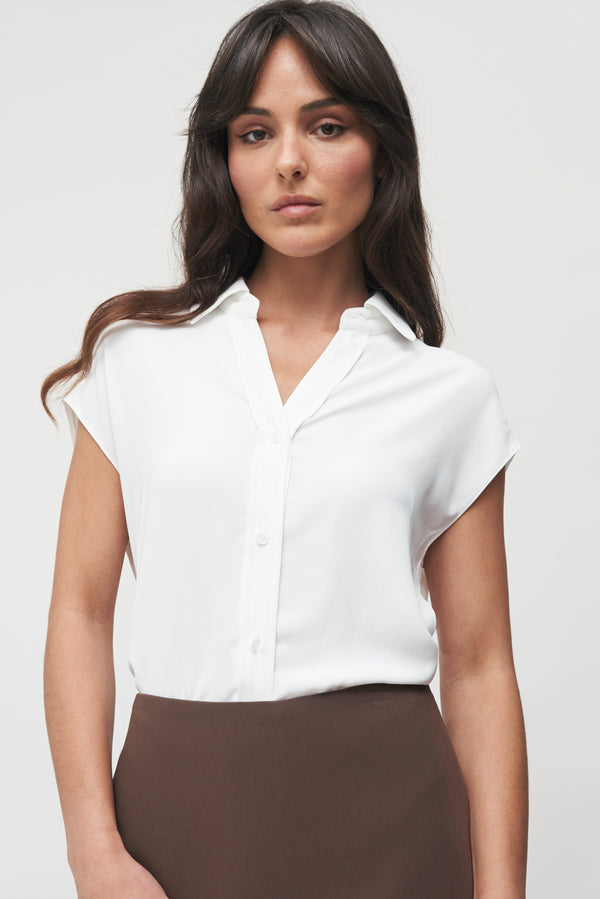 The Elara Cap-Sleeve Blouse