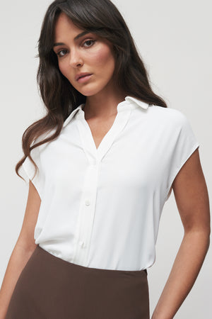 The Elara Cap-Sleeve Blouse