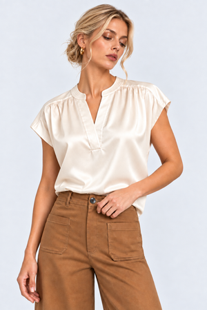 The Vivienne Silky Split-Neck Blouse