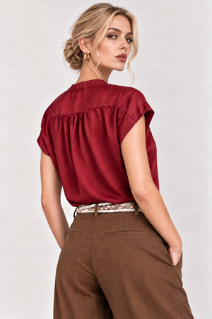 The Vivienne Silky Split-Neck Blouse