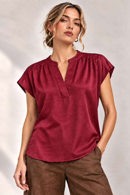 The Vivienne Silky Split-Neck Blouse