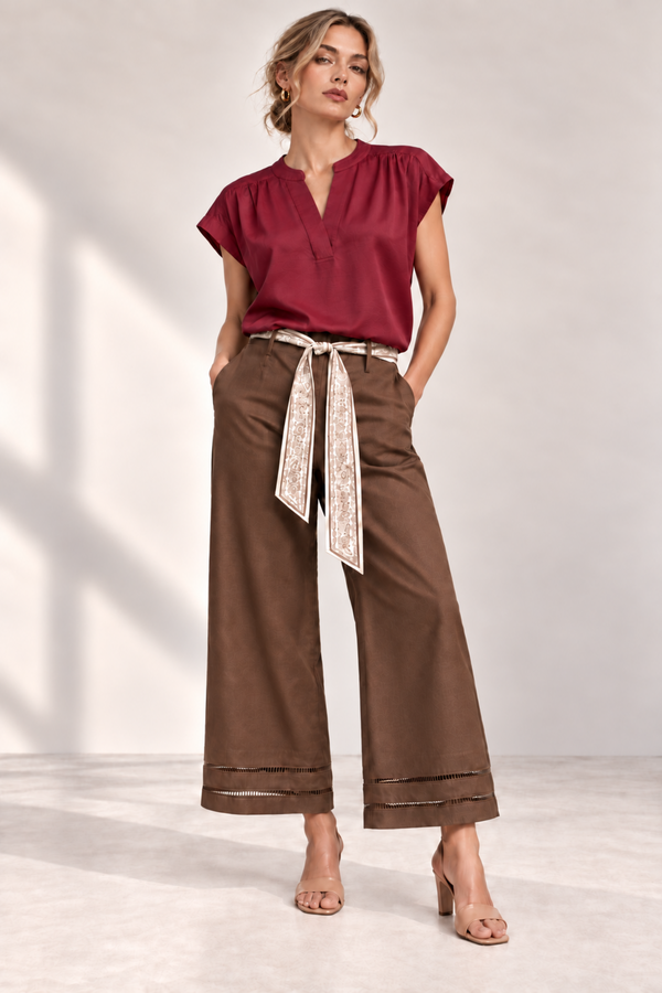 The Vivienne Silky Split-Neck Blouse