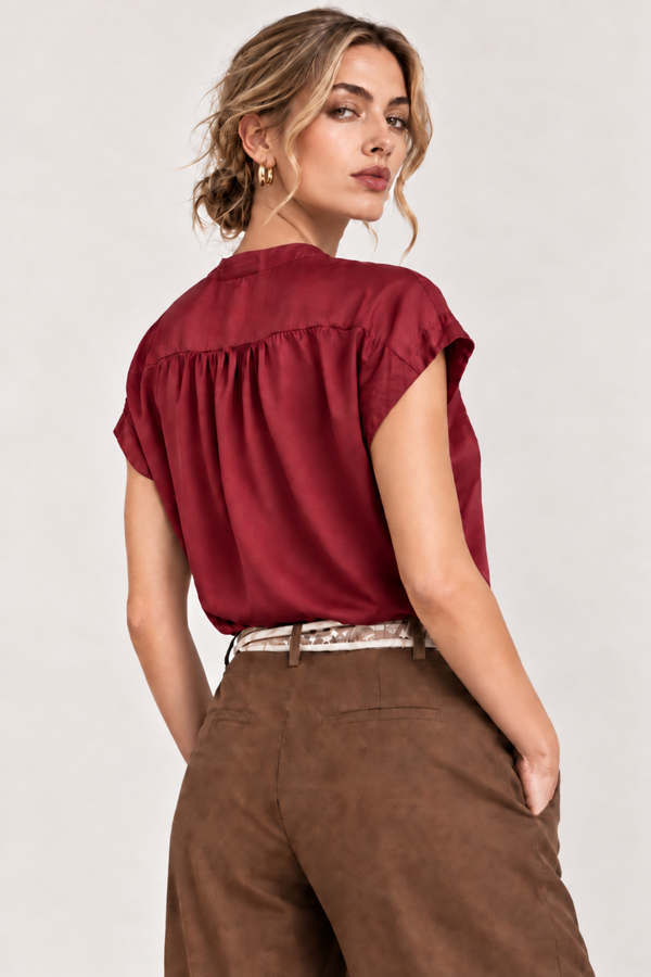 The Vivienne Silky Split-Neck Blouse