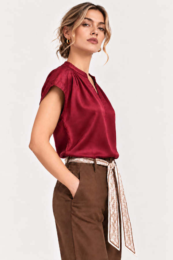 The Vivienne Silky Split-Neck Blouse